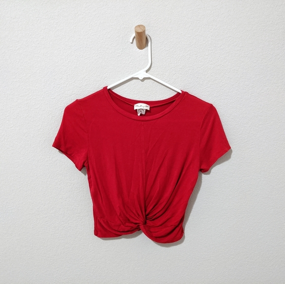 Red Twist Front Crop Top - Picture 1 of 2